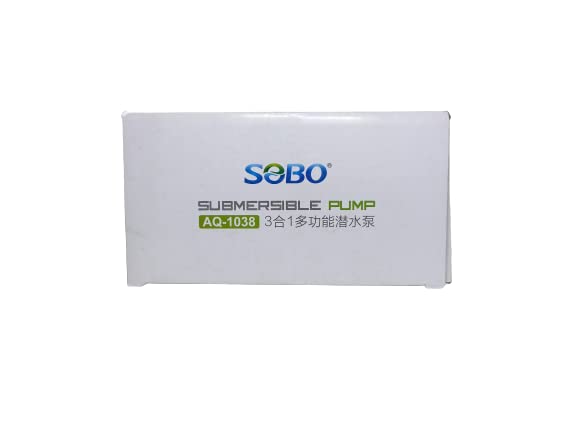 SOBO Submersible Pump (Model: AQ-1038 AC 220-240v 50/60Hz,Power:15W F.max: 1000L/H, H.Max:1.2M)