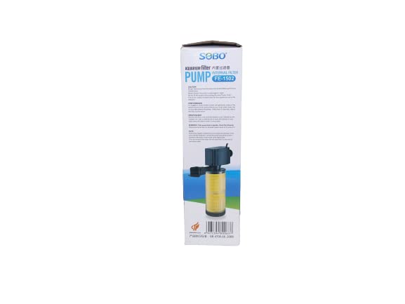 SOBO Aquarium Internal Filter Pump (Model : FE- 1502,Power: 15W, Output: 1200L/H Ac 220-240v 50/60HZ)