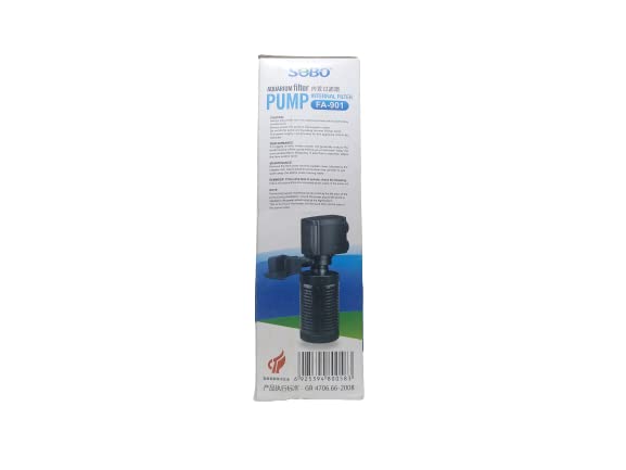 SOBO Aquarium Internal Filter Pump (Model : FA- 901,Power: 9W, Output: 800L/H Ac 220-240v 50/60HZ)