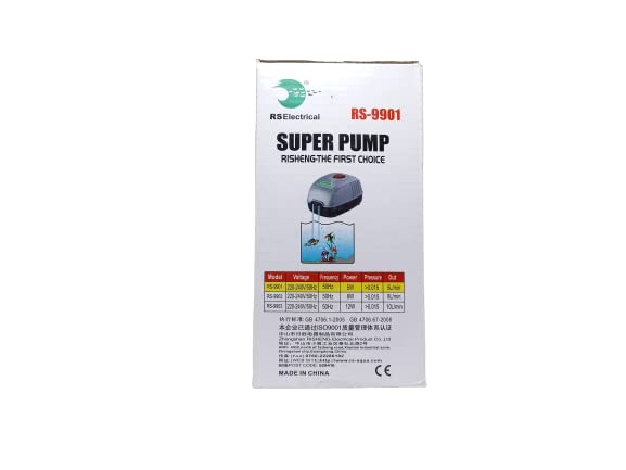 RS Electrical Super Pump (Model : RS- 9901,Power: 5W, Output: 5L/M Ac 220-240V/ 50HZ) Super Noiseless Air Pump with 2 Air Outlets