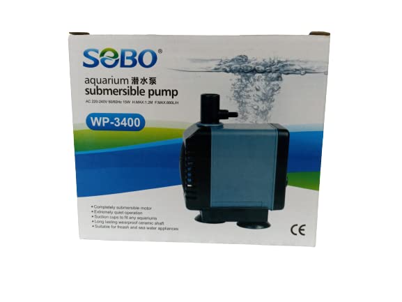SOBO Aquarium Submersible pump (model: WP-3400, AC 220-240v 50/60Hz,Power:15W F.max: 880L/H, H.Max:1.2M)
