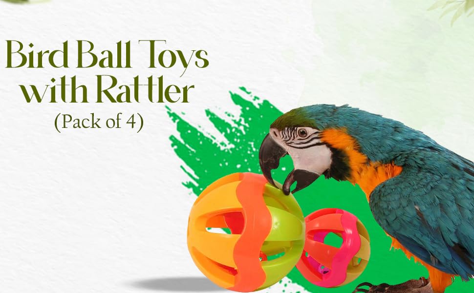 Bird Ball Toys with Rattler for Birds Playing Toys (Pack of 4) Birds