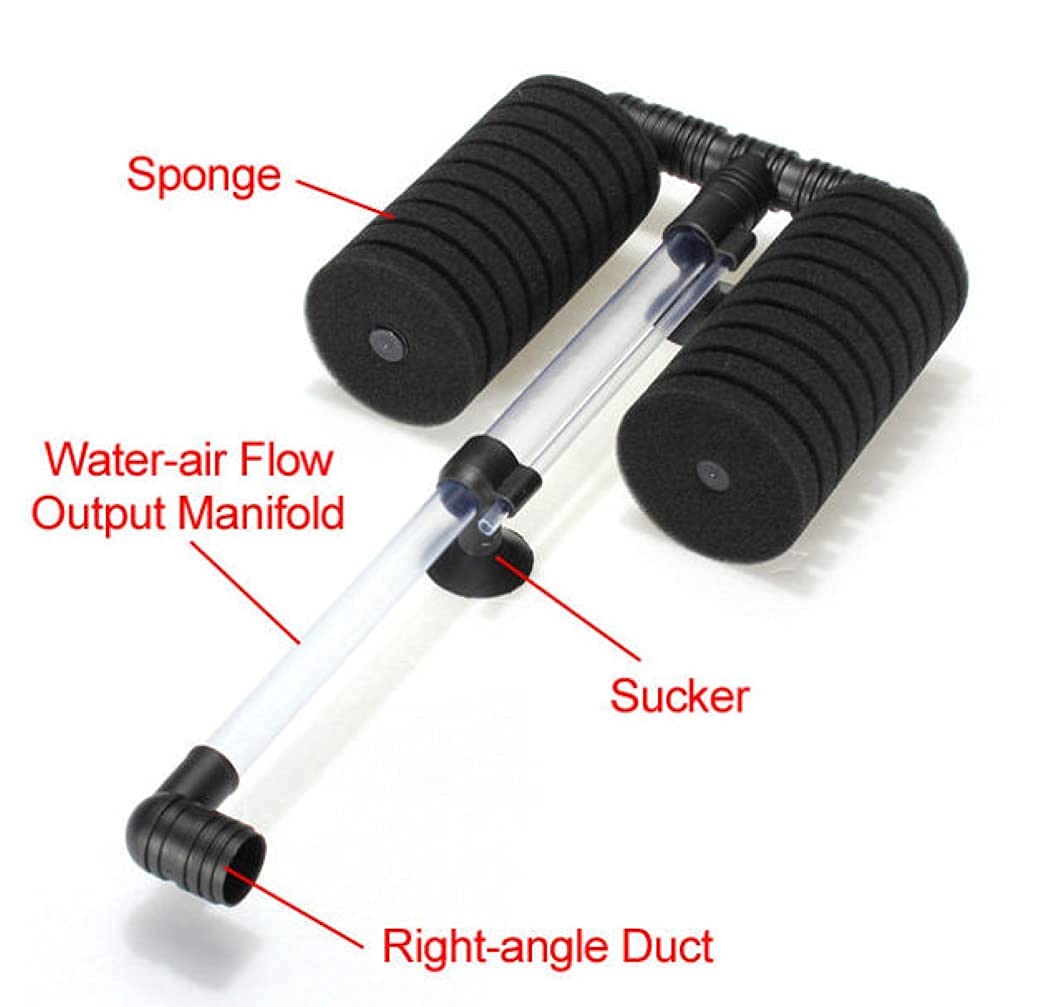 Bio-Sponge Filter Air Filter Double Sponge Water Filter Best For Shrimp Tank Big Size