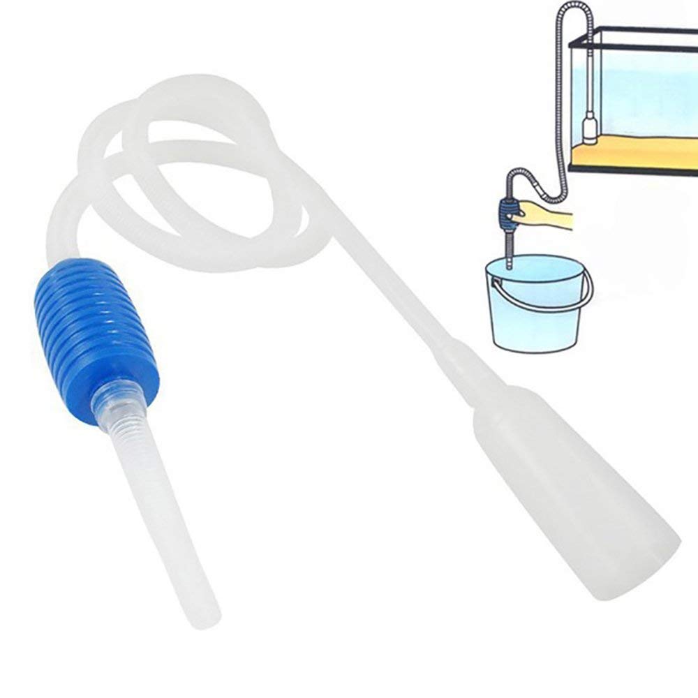 Aquarium Fish Tank Siphon Vacuum Water Pump Gravel Cleaner (White) (1.7 Meter)