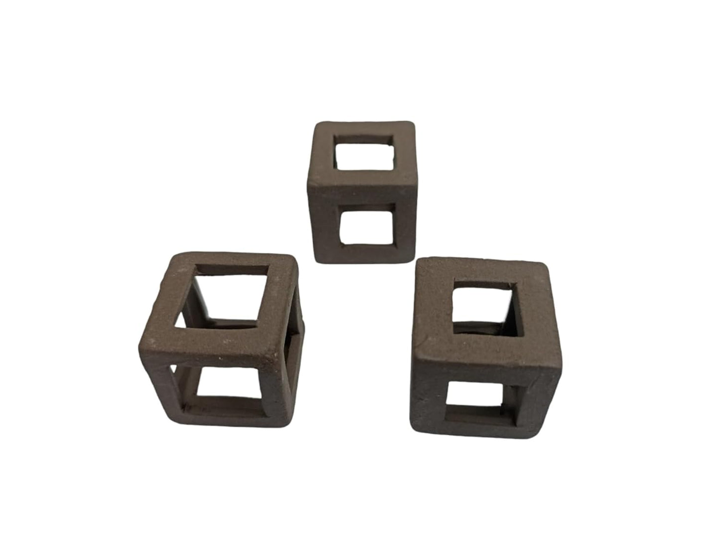 Mini Cube Hide Out for Shrimp Natural Clay Material Shrimp Safe Size 2 Cm (Pack of 3)