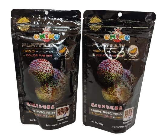 Original Okiko Platinum Flower Horn Fish Food 100 g (2 Packs) Size L