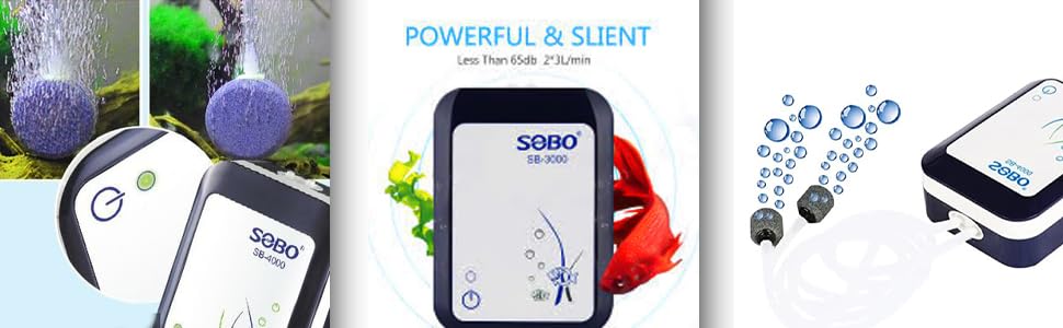 SOBO Aquarium Mini air Pump (Model : SB- 3000,Power: 2.8W, Output: 2x3L/min Ac 220-240v 50/60HZ) AC/DC
