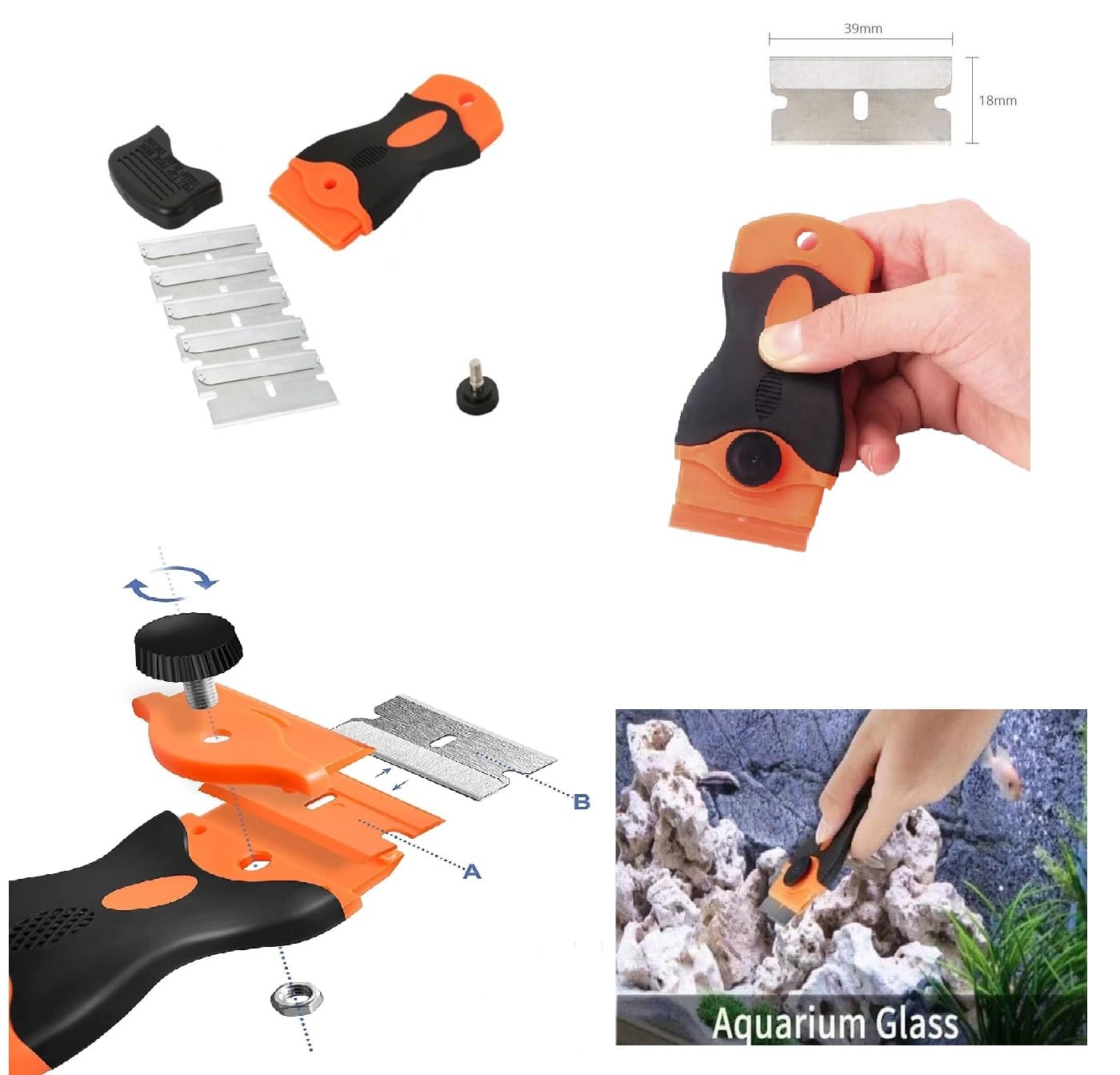 Mini Algae Scrapper for Aquarium 6 Blades Pack