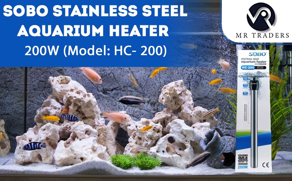 SOBO Stainless Steel Aquarium Heater 200W (Model: HC- 200)
