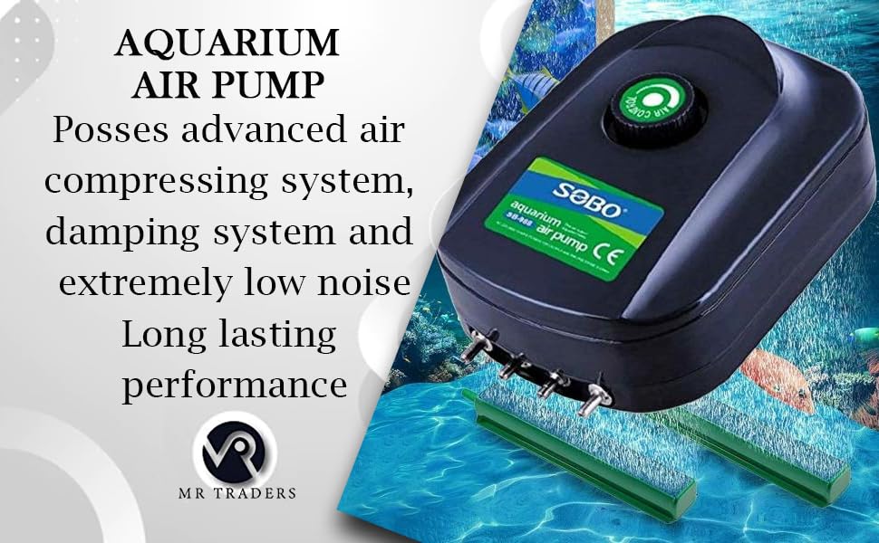 SOBO Four Way Aquarium Air Pump with 10 Meter Air Tube, 5 Air Stone and 5 Controller