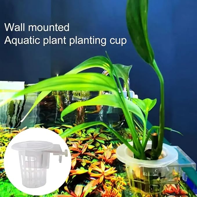 MR Trader 2 Pcs White Hanging Water Plant Holder Pot for Aquarium Fish Tank