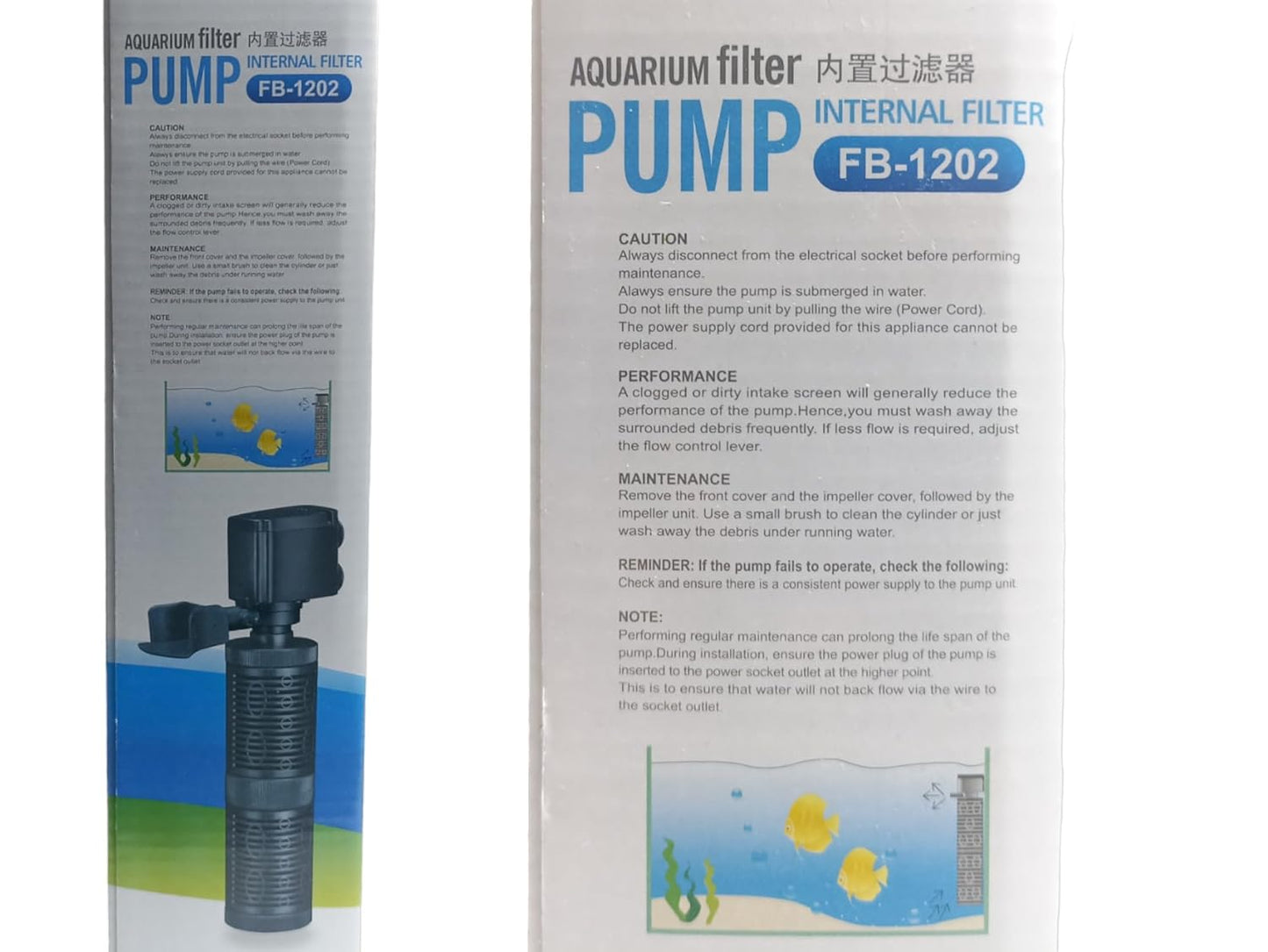Aquarium Filter Pump FB-1202 Internal Filter Power 12W F.MAX:880L/H
