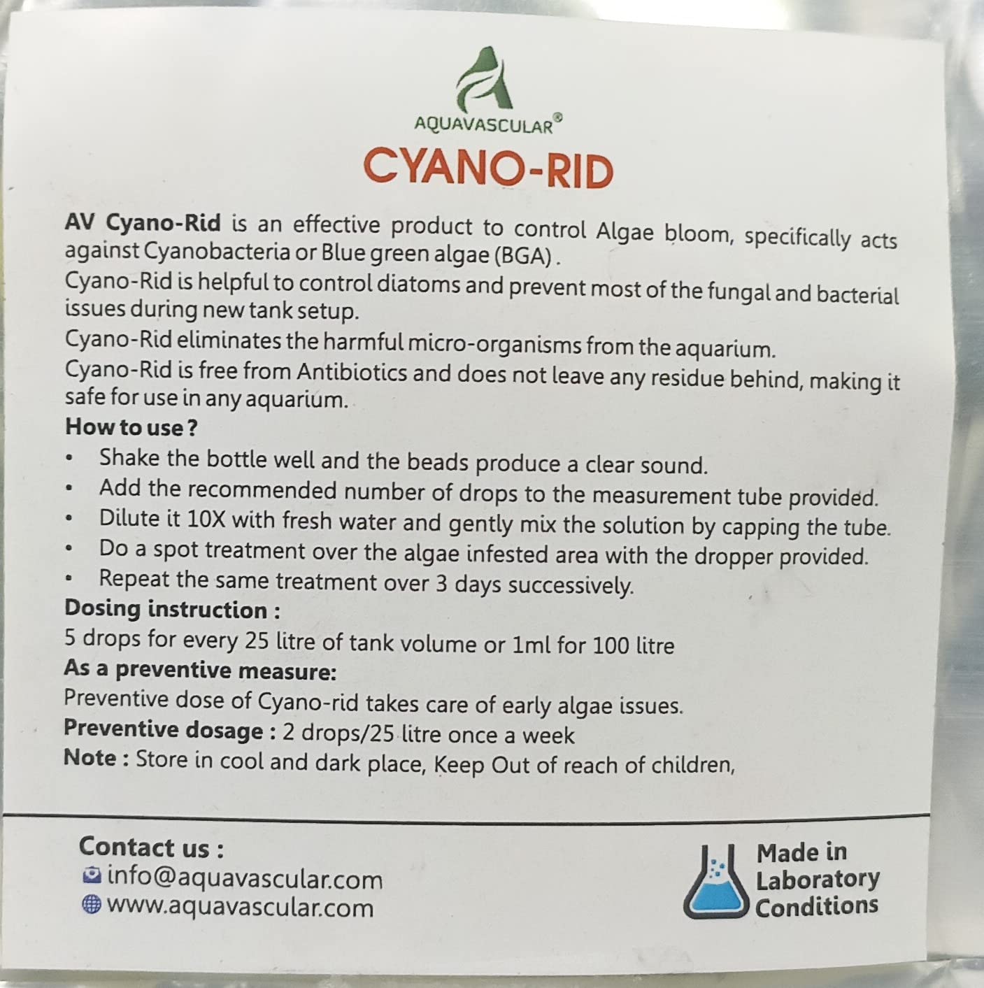 AquaVascular Cyano-Rid 60ml(1 Measurement Tube, 1 Dropper)