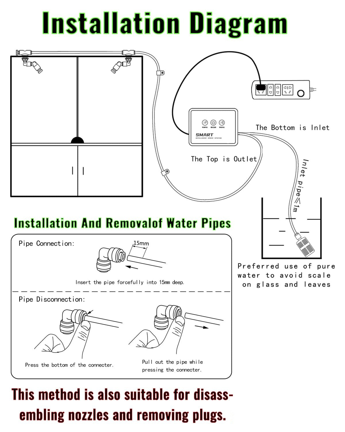 Humidifiers Smart Misting System, Reptile Mister Automatic with Timer, Terrariums Humidifier with 360°Adjustable Misting Nozzles, Spray Kit for Rainforest Plants Amphibian