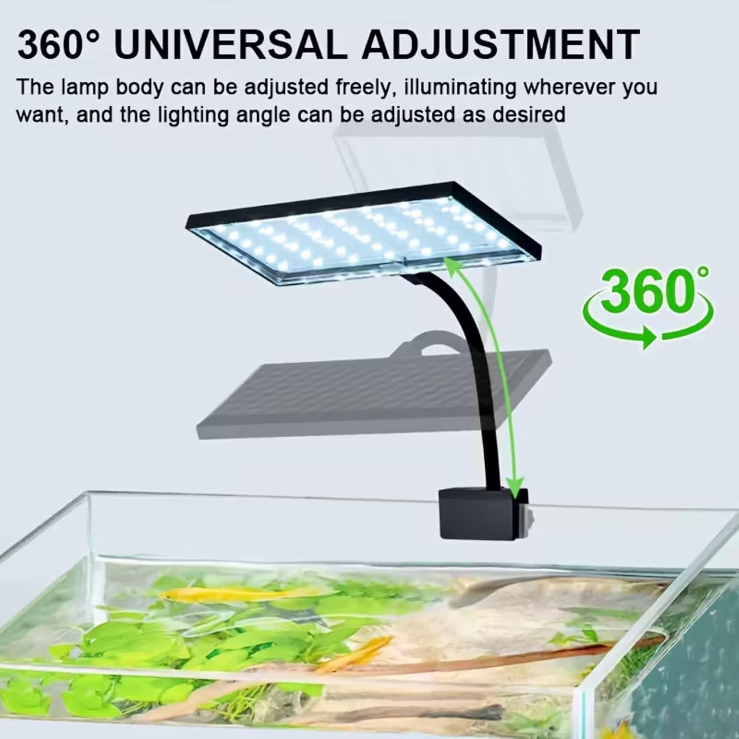 Rs Electricals Deyao | 12 Watts Clip On Back Full Spectrum Planted Aquarium LED Light | 360 Degree | Flexible Head | Suits Upto 30-40CM
