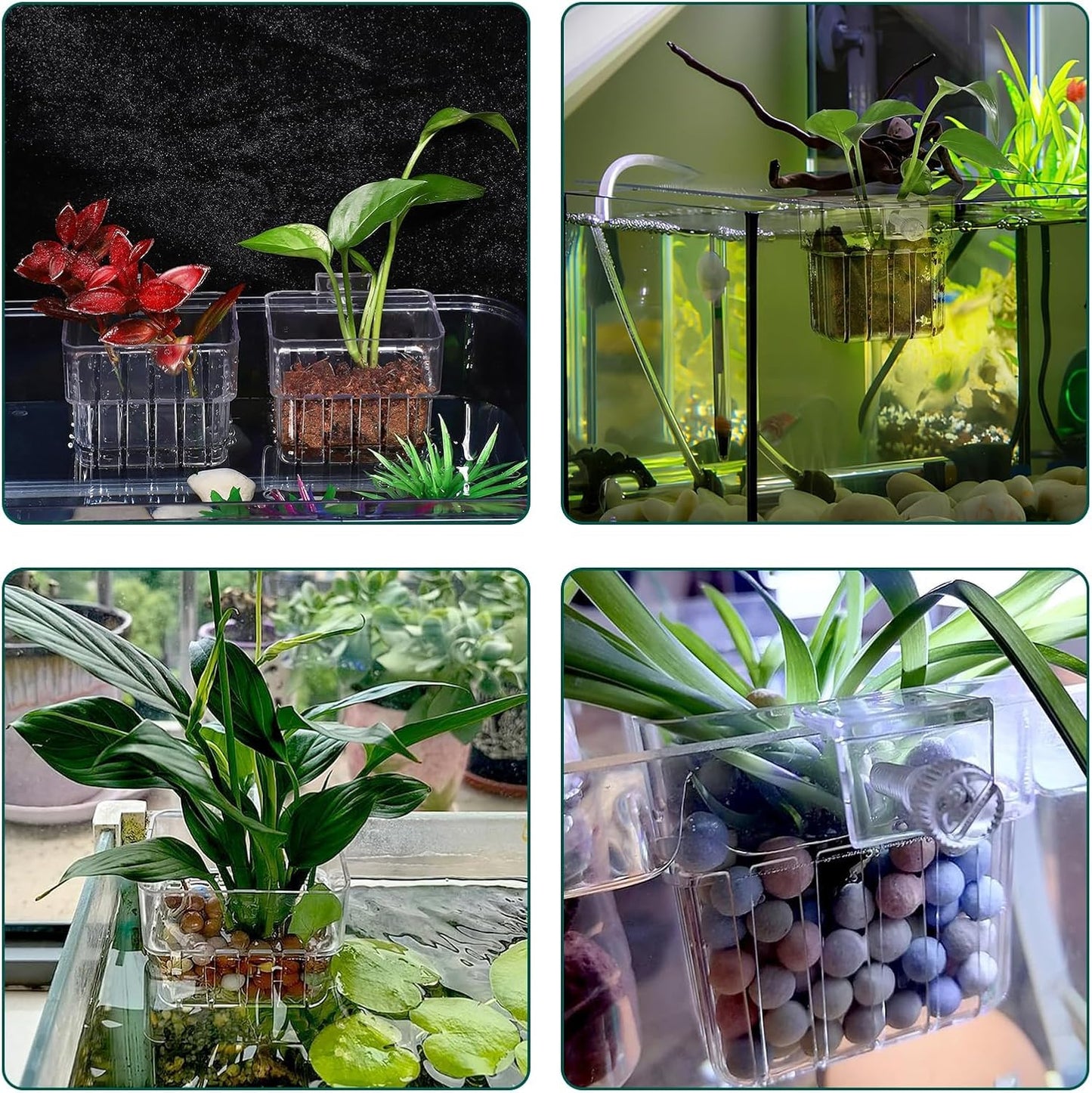 Aquarium Water Plant Holder Cup – Crystal-Clear Hanging Pot for Aquascape Style, Hydroponic Rooting & Aquaponic Growth – Easy Clip-On Design for Live Plants & Fish Tank Décor