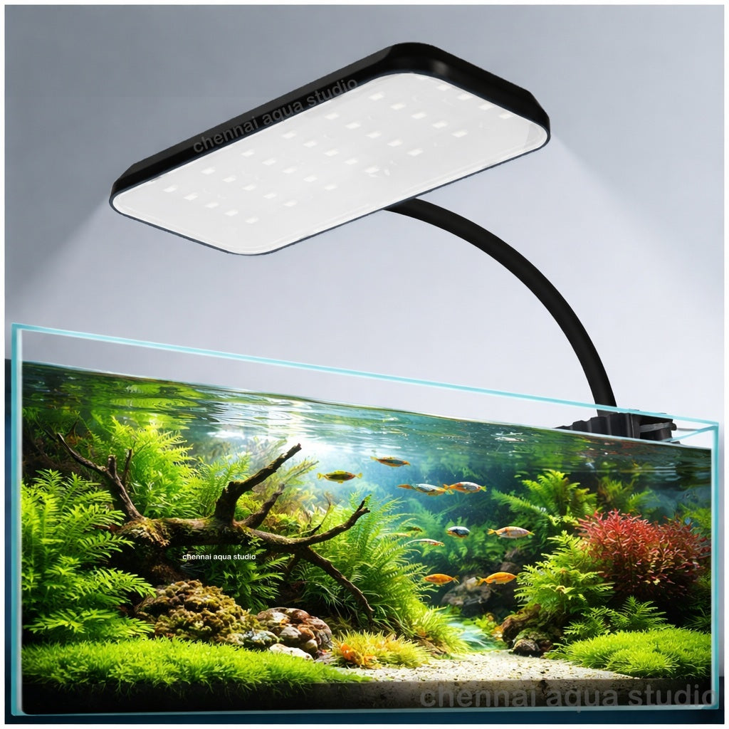 RS Electrical S8-8W Aquarium Clip-On LED Light – Flat Nano Full Spectrum Lamp for Planted Tanks | Vivid Color Rendering | Fits Glass up to 12mm | Ideal for 20-30CM Feet Tank | Fresh & Saltwater Fish Tank