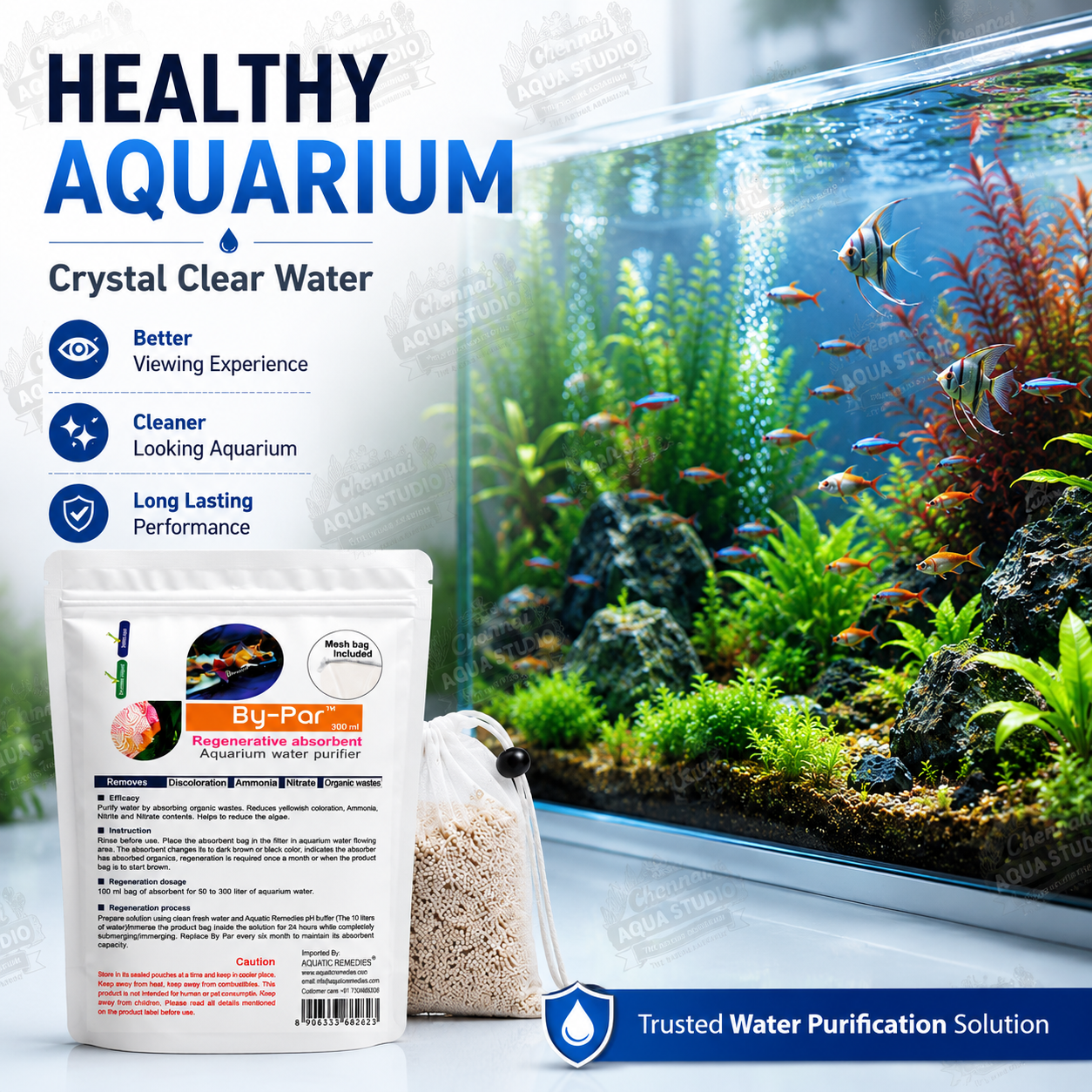 By-Par™ 300ML (Mesh Bag Included), Regenerative Absorbent Aquarium Water Purifier mesh bag included
