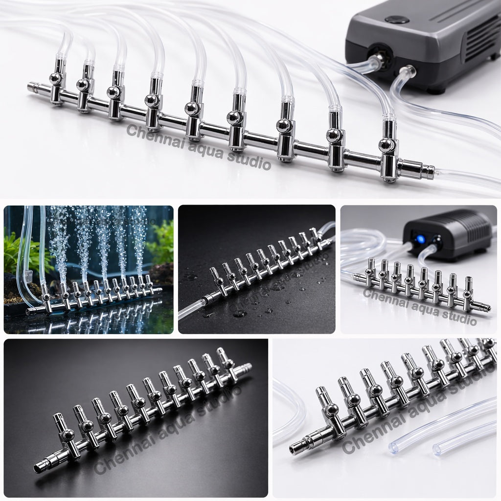 10 - Way Aquarium Air Flow Splitter Stainless Steel For Aquarium Air Pump