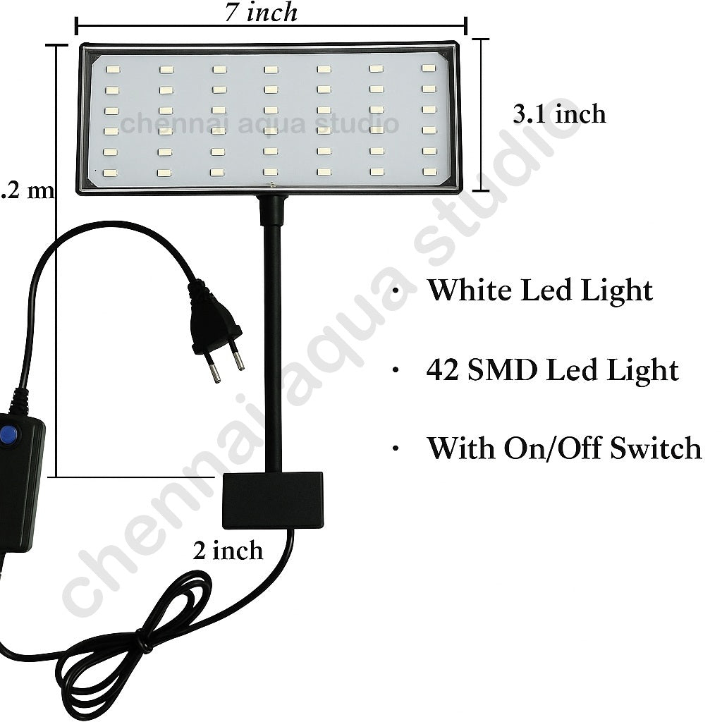 Full Spectrum LED Aquarium Light 16W – Adjustable 360° Clip-On Lamp for 10mm Rimless | Energy-Saving & Plant Growth Friendly Lighting