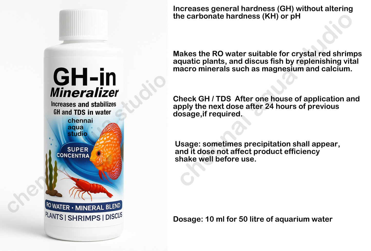 GH- in Mineralizer for Aquarium Fish Tank to Increases and Stabilizers GH and TDS in Ro Water Minerals Plenishers for Plants/Shrimps/Discus etc.(220 ML)