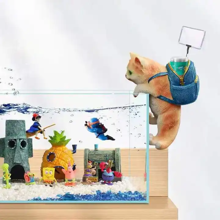 Aquarium fish tank decoration ornaments backpack cat Toy (size Approx. 6.8 Γ 4.9 Γ 3.2 inches ))