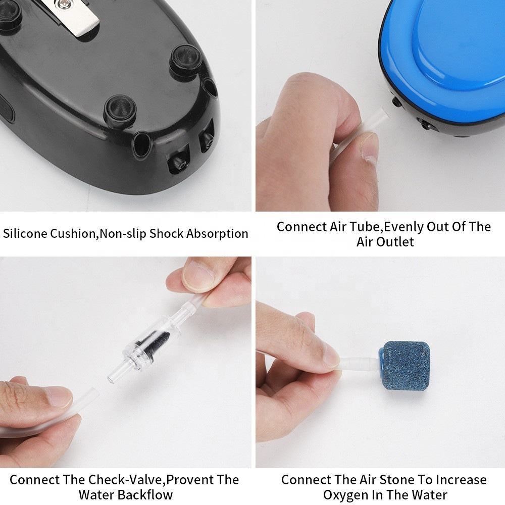 RS Electrical RS-314 Rechargeable Aquarium Air Pump | 2W Power | 3L/min Output | 0.01pa Pressure | With Lithium Battery, Airtube & Airstone 2 Way air pump