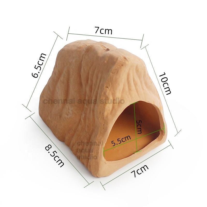 Small Terracotta Mountain-Shaped Aquarium Accessory Customized Ceramic Breeding Cave for Shrimp Fish for Home Use