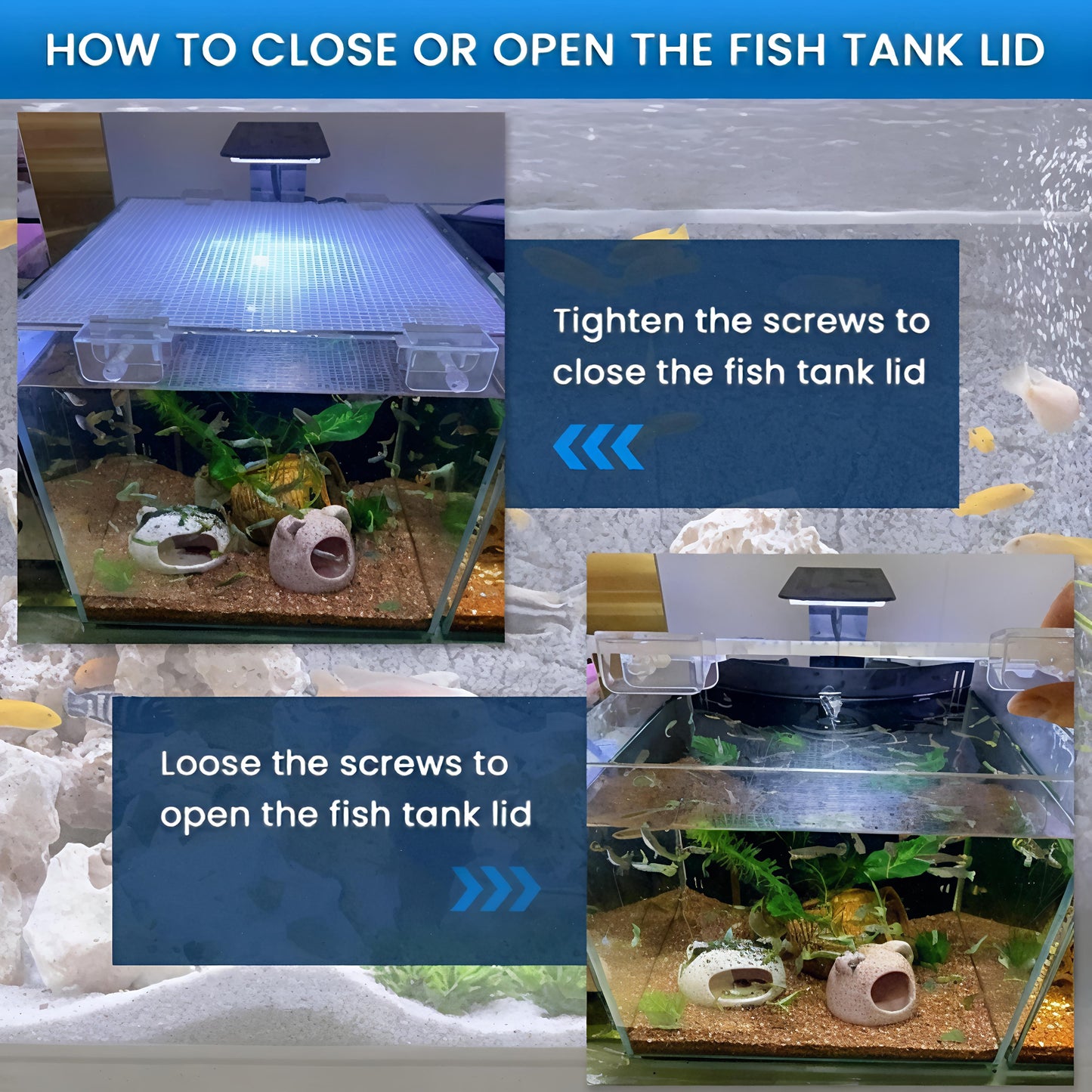 MR Traders Transparent Acrylic Aquarium Cover Brackets with Screw Clamp (2 Pcs)