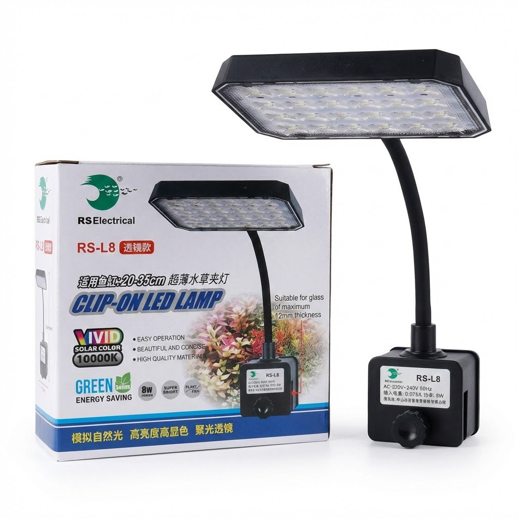 RS Electrical RS-L8 Clip-On LED Lamp (8W) – 10000K High-Brightness Light for Aquariums