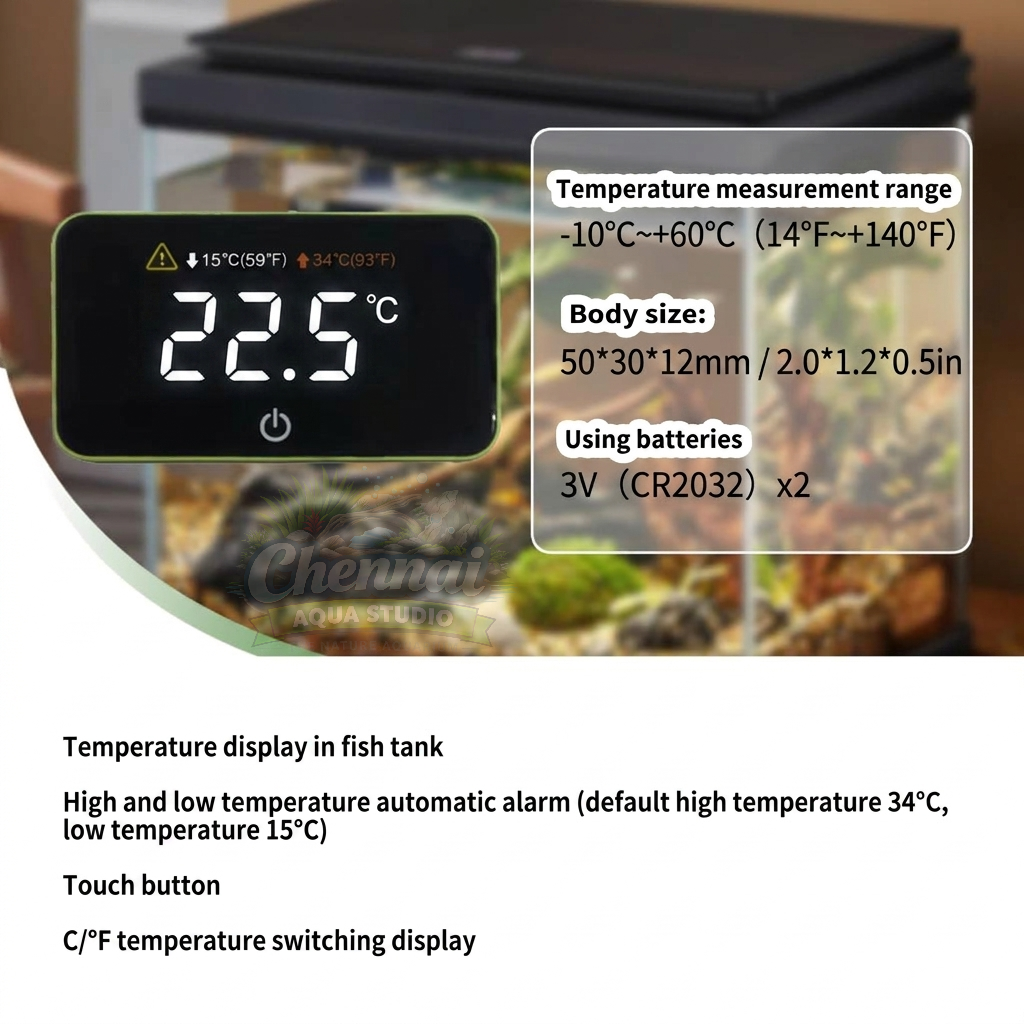 Digital LED Aquarium Thermometer – Accurate Temperature Gauge for Freshwater & Saltwater Fish Tanks