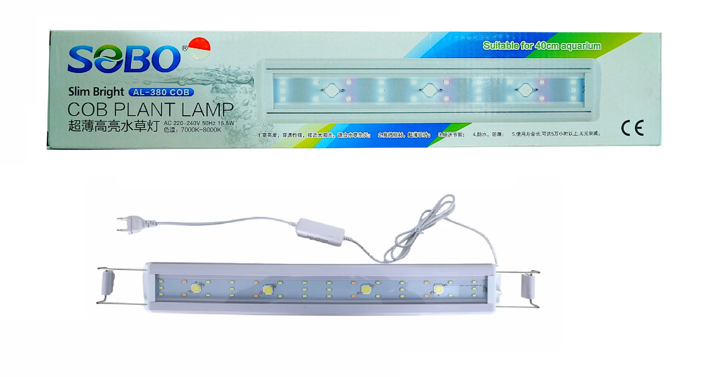 SOBO AL-380 COB Lamp for Planted Aquarium Slim Bright LED COB Plant Light (Suitable for 40-50CM Aquarium Fish Tanks) | 15.5Watts