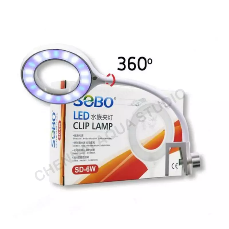 SOBO SD-6W Aquarium LED Bowl Light | 6W Blue + White Lamp with 360° Flexible Rod | Suitable for 1–2 Ft Fish Tanks (Round Design)