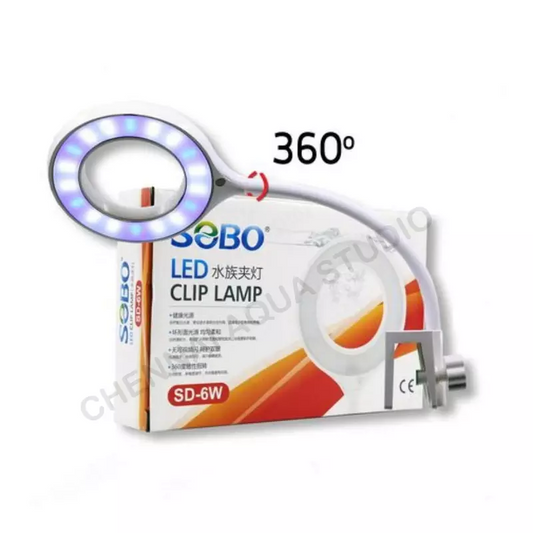 SOBO SD-6W Aquarium LED Bowl Light | 6W Blue + White Lamp with 360° Flexible Rod | Suitable for 1–2 Ft Fish Tanks (Round Design)