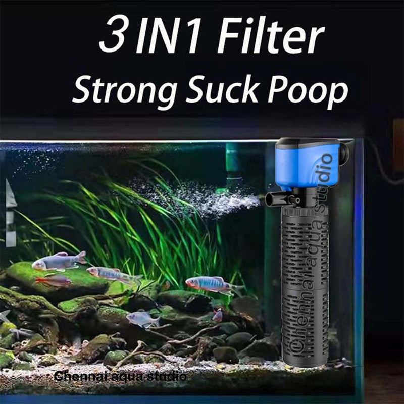Silent Internal Aquarium Filter with Air Pump Eco-Friendly Plastic Fish Tank Power 25w H.max:1.6M F.MAX:1700L/H WP-208YF