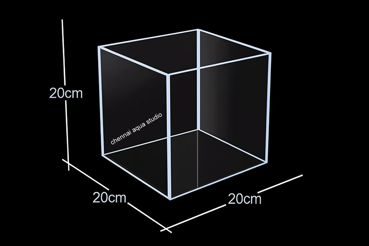 High Quality Ultra Clear Seamless Glass Aquarium Tank – 20cm All Sides Premium Fish Tank (Cube tank)