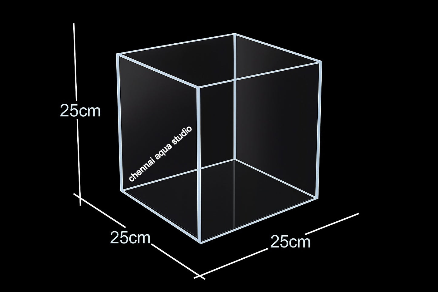 High Quality Ultra Clear Seamless Glass Aquarium Tank – 25cm All Sides Premium Fish Tank (Cube tank)