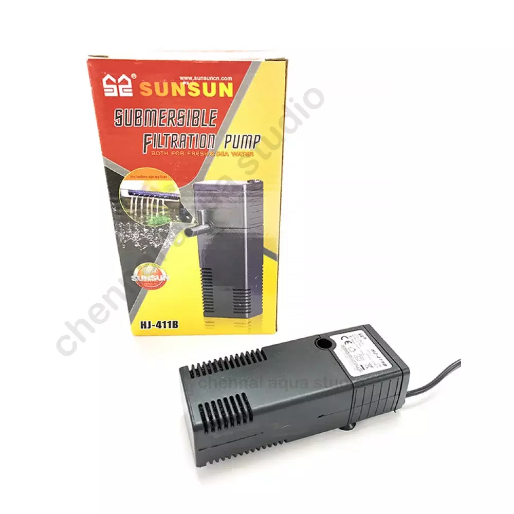 SunSun HJ-411B Internal Submersible Filtration Pump – 4W, 400 L/H | Quiet Aquarium Filter with Spray Bar & Venturi Air Pipe for Fresh & Saltwater Tanks