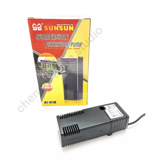 SunSun HJ-411B Internal Submersible Filtration Pump – 4W, 400 L/H | Quiet Aquarium Filter with Spray Bar & Venturi Air Pipe for Fresh & Saltwater Tanks
