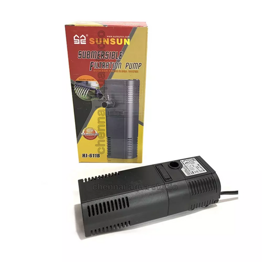 SunSun HJ-611B Internal Submersible Filtration Pump – 6W, 500 L/H | Quiet Aquarium Filter with Spray Bar & Venturi Air Pipe for Fresh & Saltwater Tanks