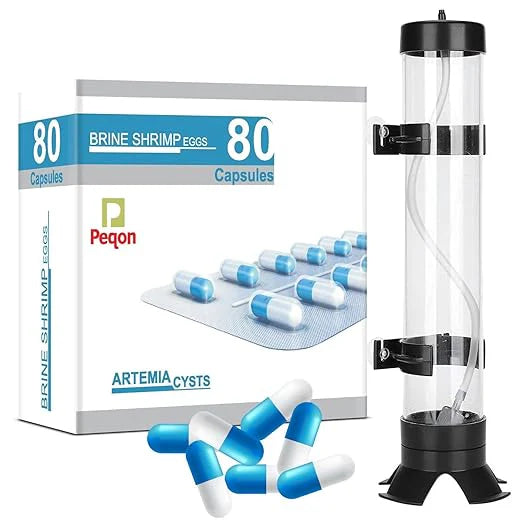 Brine Shrimp Artemia Eggs Vertical Hatchery Incubator with Peqon Artemia Capsules (1 Strip – 10 Capsules)
