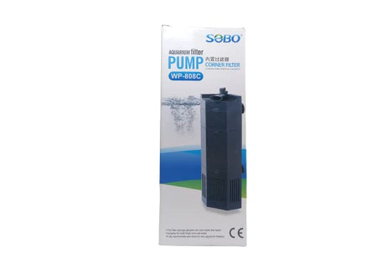 SOBO Aquarium Corner Filter Pump (Model : WP-808C,Power: 15W, Output: 800L/H Ac 220-240v 50/60HZ)