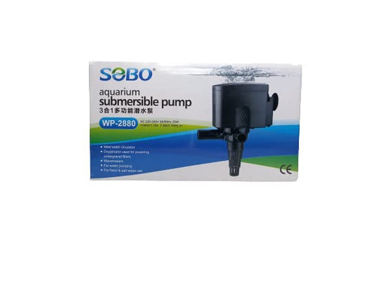 SOBO Aquarium Submersible Pump (Model: WP-2880, AC 220-240v 50/60Hz,Power:25W F.max: 1800L/H, H.Max:1.5M)