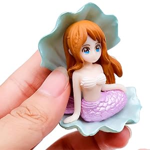 Little Mermaid in The Seashell Mini Cute DIY Ornaments Miniature Mermaid Doll for Fairy Garden, Aquarium, Terrarium Moss Landscape Decorations