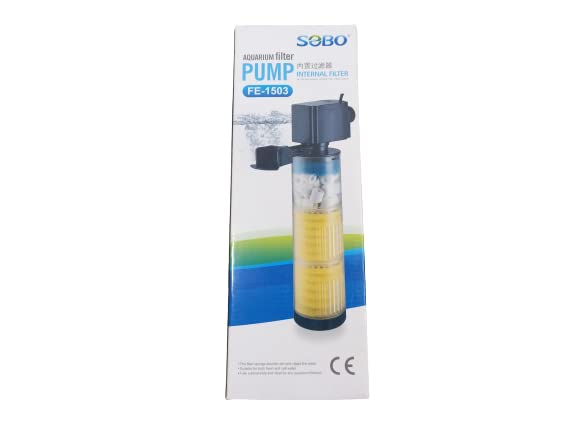 SOBO Aquarium Internal Filter Pump (Model : FE- 1503,Power: 15W, Output: 1200L/H Ac 220-240v 50/60HZ)