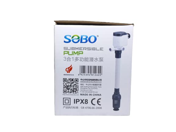 SOBO Submersible Pump (Model: AQ-1028 AC 220-240v 50/60Hz,Power:10W F.max: 800L/H, H.Max:1M)
