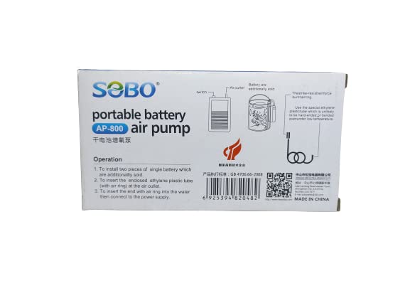 SOBO Portable Battery air Pump (Model : AP- 800 Output: 2L/minDc 2x1.5v)