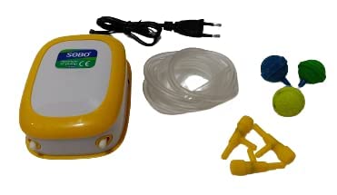 SOBO Aquarium Two Way Air Pump with 3 Meter Air Tube, 3 Air Stone and 3 Controller
