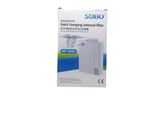 SOBO Aquarium Back Hanging Internal Filter (Model : WP - 200H,Power: 2.5W, Output: 200L/H Ac 220-240v 50/60HZ)