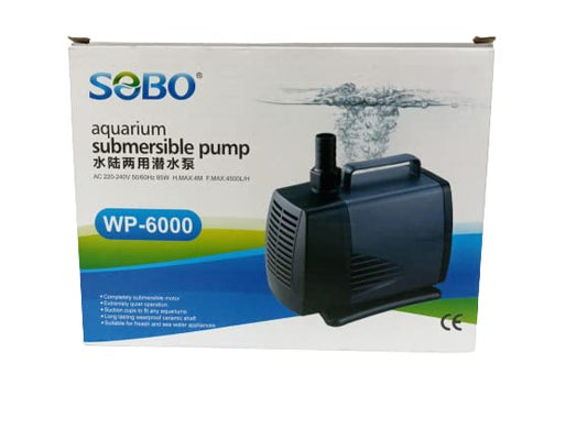 SOBO Aquarium Submersible pump (model: WP-6000, AC 220-240v 50/60Hz,Power:85W F.max: 4500L/H, H.Max:4M)